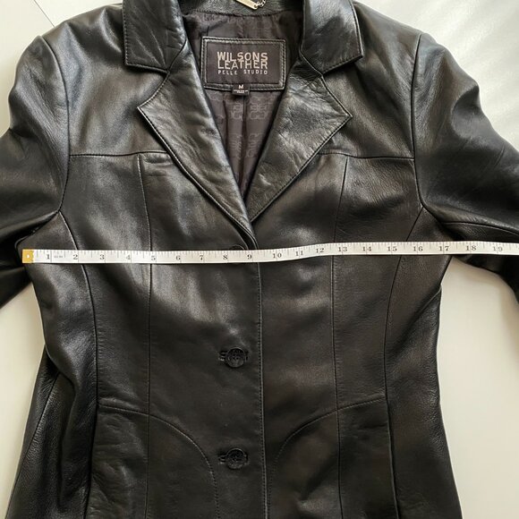 Wilsons Pelle Studio Leather Blazer Black Womens Size M Jacket Butter Soft, VTG - Picture 4 of 12
